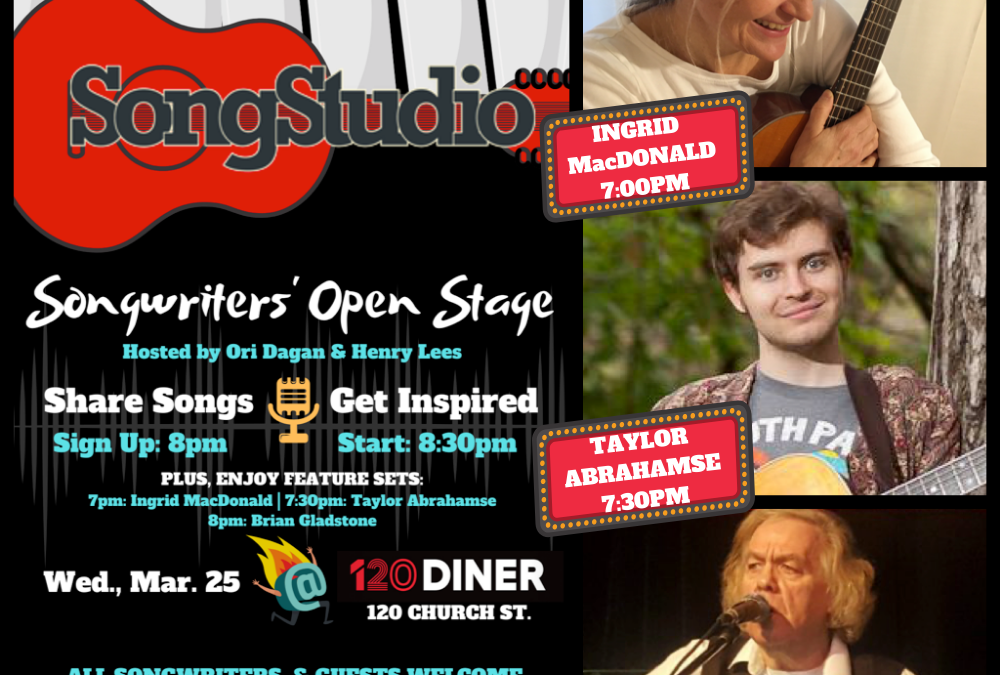 Songwriter’s Night at 120 Diner March 25
